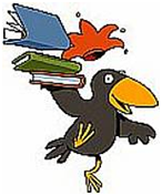 Rabe mit Büchern